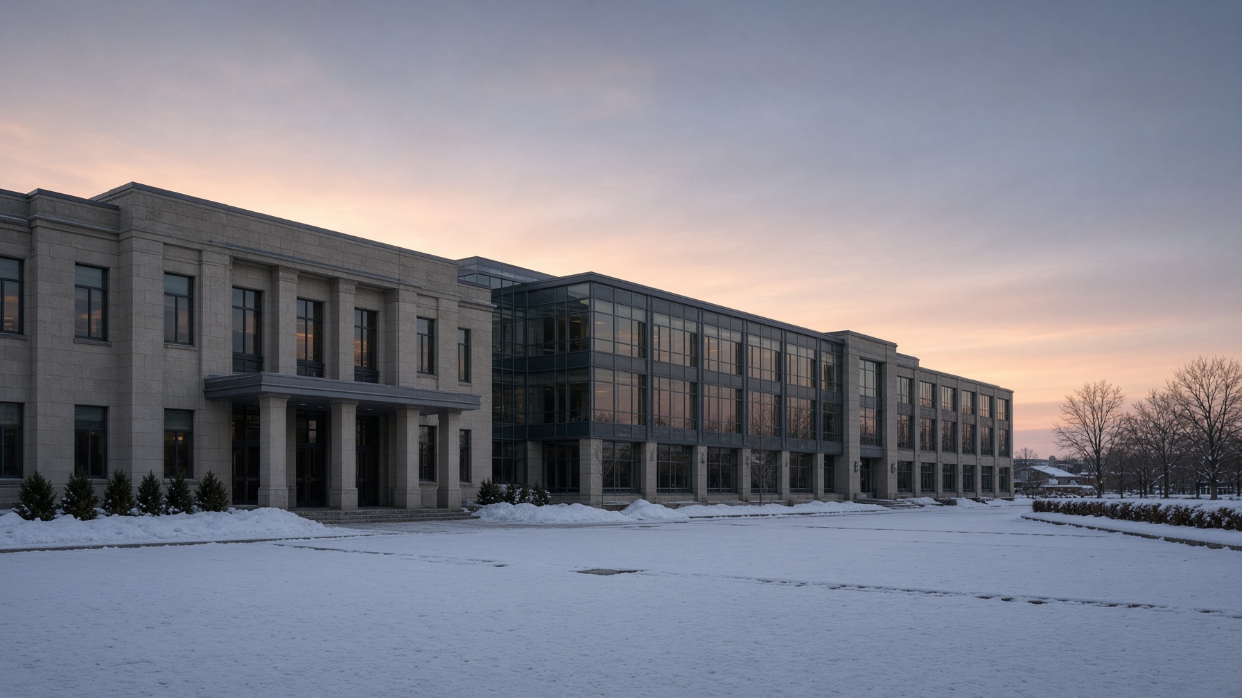 Government building in winter