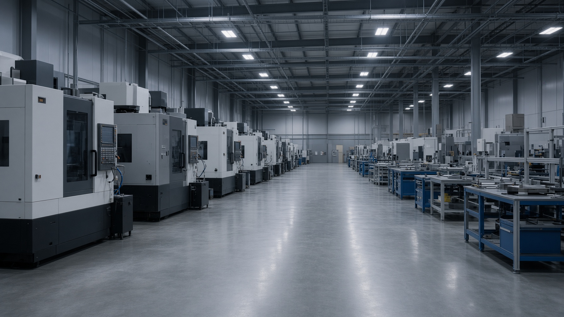 Quiet modern manufacturing hall