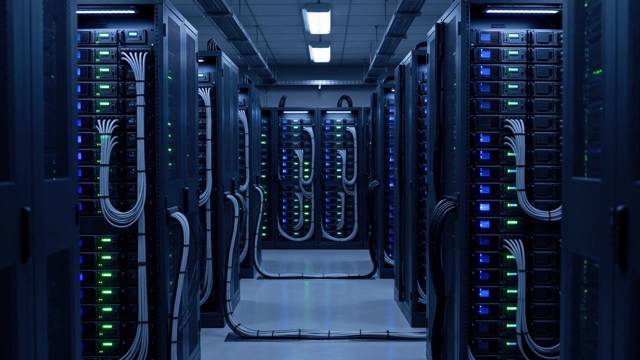 High-density GPU server aisle